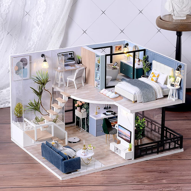 Dollhouse Miniature with Furniture Kit Plus Dust Proof and Music Movement - Cozy time Payday Deals