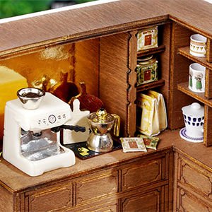 Dollhouse Miniature with Furniture Kit Plus Dust Proof and Music Movement - Forest Tea Shop Payday Deals