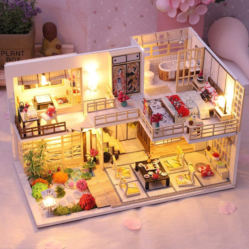 Dollhouse Miniature with Furniture Kit Plus Dust Proof and Music Movement - Japanese Apartment (1:24 Scale Creative Room Idea) Payday Deals