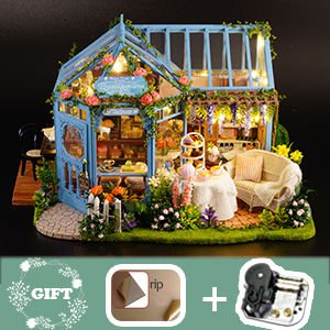 Dollhouse Miniature with Furniture Kit Plus Dust Proof and Music Movement - Rosa Garden Tea Payday Deals