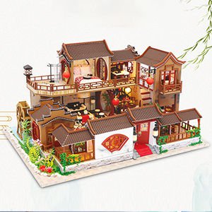 Dollhouse Miniature with Furniture Kit Plus Dust Proof and Music Movement - Tang Dinasty Town (1:24 Scale Creative Room Idea) Payday Deals