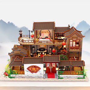 Dollhouse Miniature with Furniture Kit Plus Dust Proof and Music Movement - Tang Dinasty Town (1:24 Scale Creative Room Idea) Payday Deals