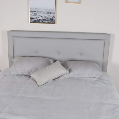 Double Bed Frame Grey PU Leather Upholstered