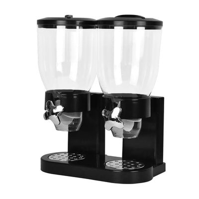 Double Cereal Dispenser Dry Food Storage Container Dispense Machine Black Payday Deals