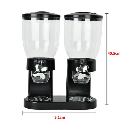 Double Cereal Dispenser Dry Food Storage Container Dispense Machine Black Payday Deals