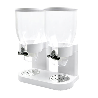 Double Cereal Dispenser Dry Food Storage Container Dispense Machine White