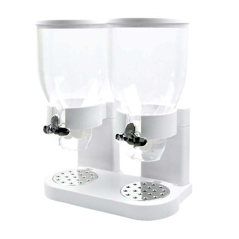 Double Cereal Dispenser Dry Food Storage Container Dispense Machine White Payday Deals