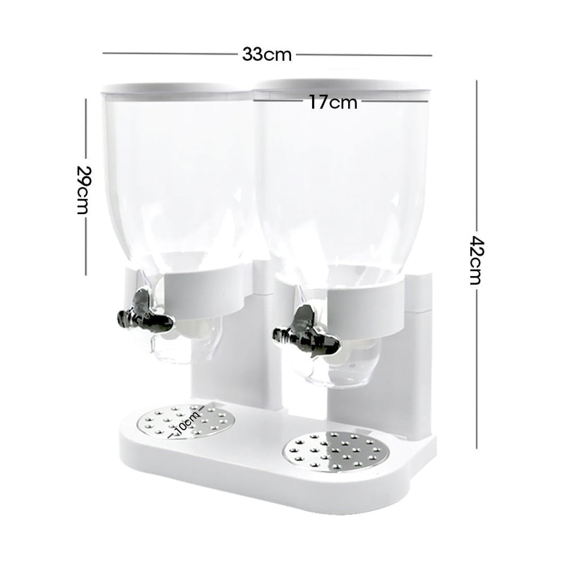 Double Cereal Dispenser Dry Food Storage Container Dispense Machine White Payday Deals