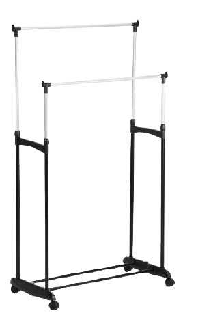 Double Clothes Rack Stainless Steel Tube Garment Hanger Shelf Holder Adjustable