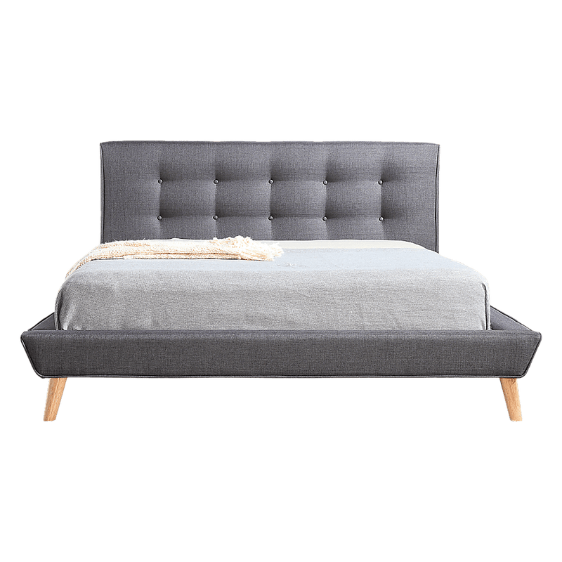 Double Linen Fabric Deluxe Bed Frame Grey Payday Deals
