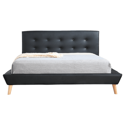 Double PU Leather Deluxe Bed Frame Black Payday Deals