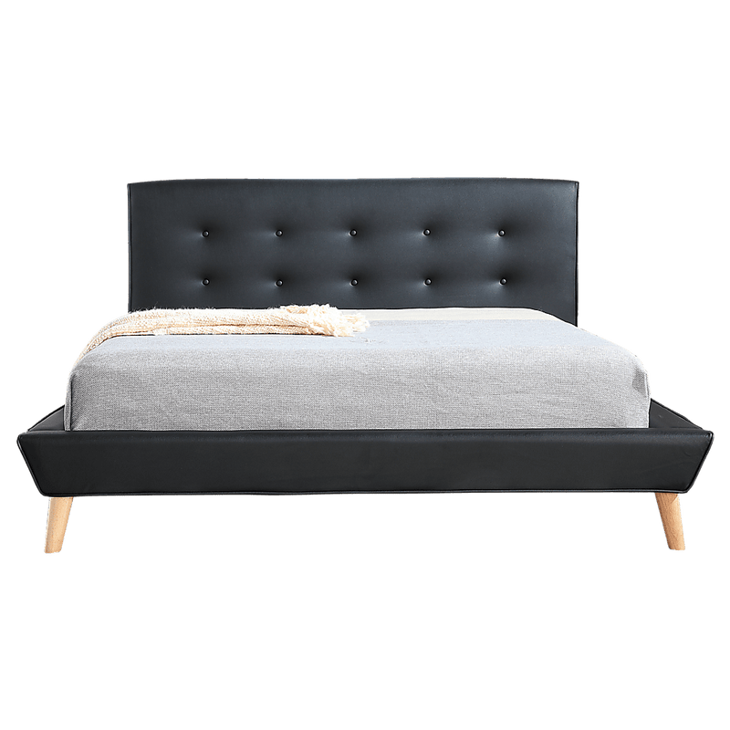 Double PU Leather Deluxe Bed Frame Black Payday Deals