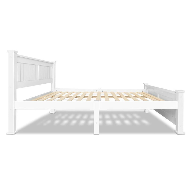 Double Size Wooden Bed Frame - White – Payday Deals
