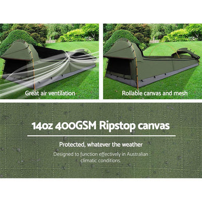 Double Swag Camping Swag Canvas Tent - Celadon