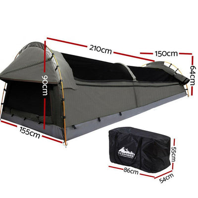 Double Swag Camping Swag Canvas Tent - Grey