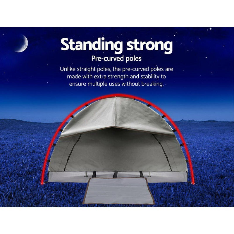 Double Swag Camping Swag Canvas Tent - Grey