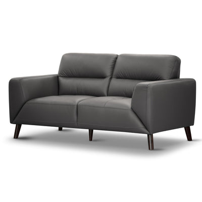 Downy  Genuine Leather Sofa 2 Seater Upholstered Lounge Couch - Gunmetal Payday Deals