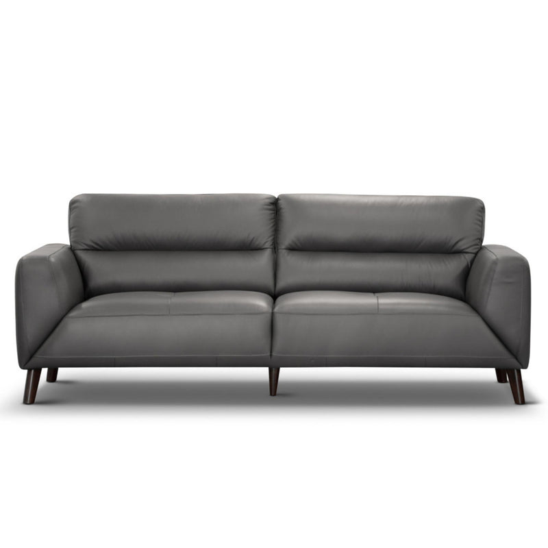 Downy  Genuine Leather Sofa 3 Seater Upholstered Lounge Couch - Gunmetal Payday Deals