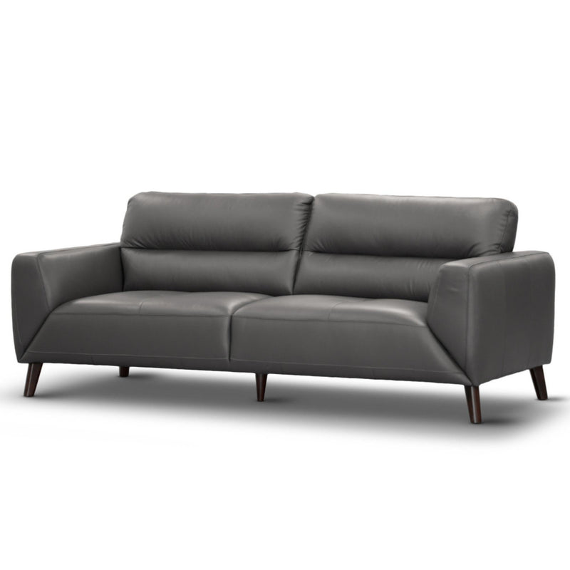 Downy  Genuine Leather Sofa 3 Seater Upholstered Lounge Couch - Gunmetal Payday Deals