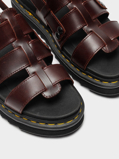 Dr. Martens Women's Terry Strap Leather Sandals Slides Shoes - Charro Payday Deals