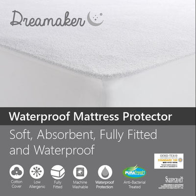 Dreamaker Waterproof Fitted Mattress Protector Double Bed Payday Deals