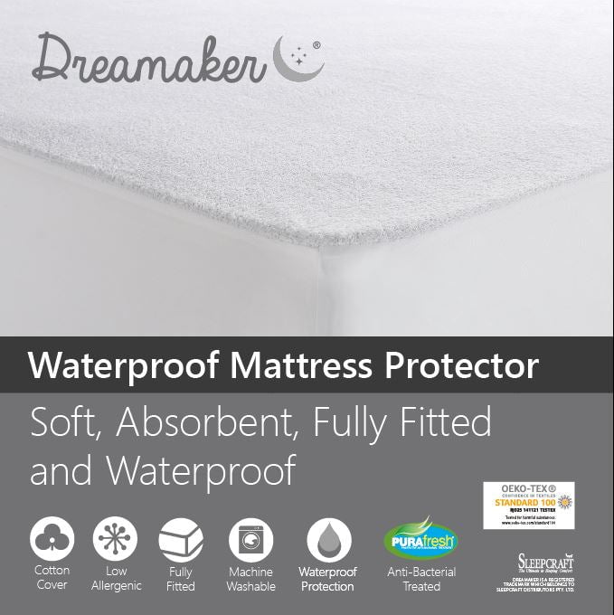 Dreamaker Waterproof Fitted Mattress Protector Double Bed Payday Deals