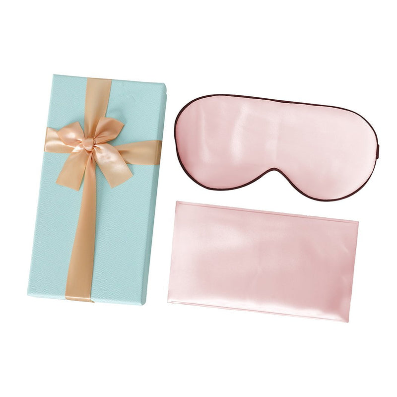 DreamZ 100% Mulberry Silk Pillow Case Eye Mask Set Pink Both Sided 25 Momme Payday Deals