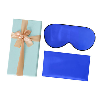 DreamZ 100% Mulberry Silk Pillow Case Eye Mask Set Royalblue Both Sided 25 Momme Payday Deals