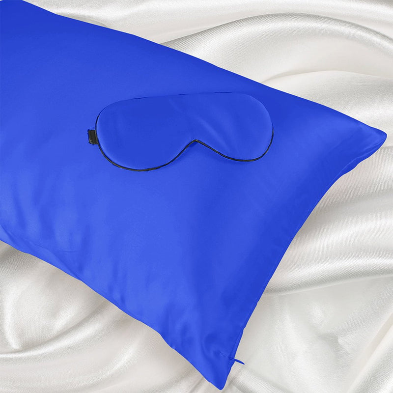 DreamZ 100% Mulberry Silk Pillow Case Eye Mask Set Royalblue Both Sided 25 Momme Payday Deals