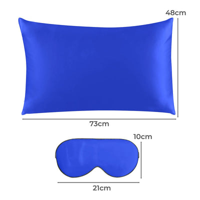 DreamZ 100% Mulberry Silk Pillow Case Eye Mask Set Royalblue Both Sided 25 Momme Payday Deals