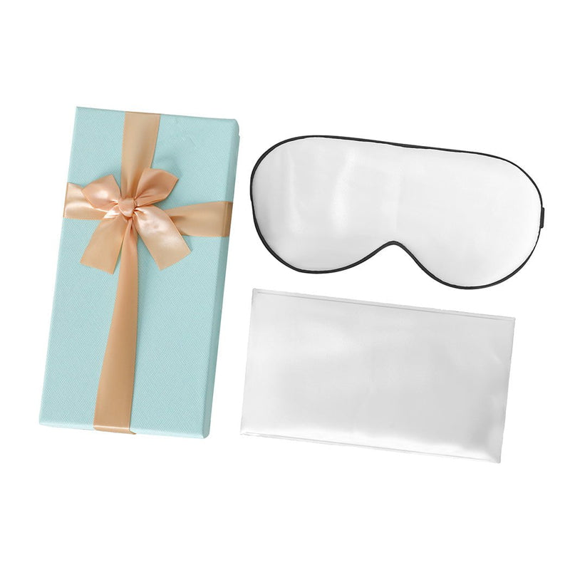 DreamZ 100% Mulberry Silk Pillow Case Eye Mask Set White Both Sided 25 Momme Payday Deals