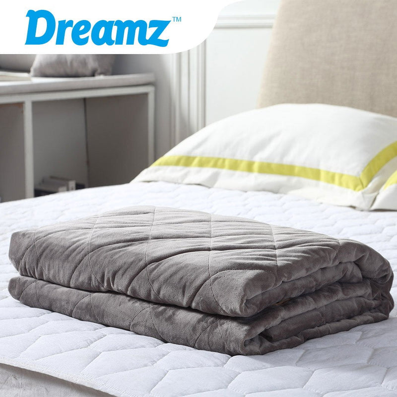 DreamZ 11KG Adults Size Anti Anxiety Weighted Blanket Gravity Blankets Grey Payday Deals