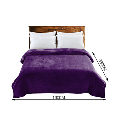 DreamZ 320GSM 220x160cm Ultra Soft Mink Blanket Warm Throw in Aubergine Colour Payday Deals