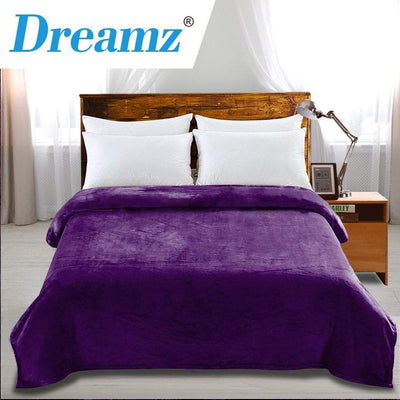DreamZ 320GSM 220x160cm Ultra Soft Mink Blanket Warm Throw in Aubergine Colour Payday Deals