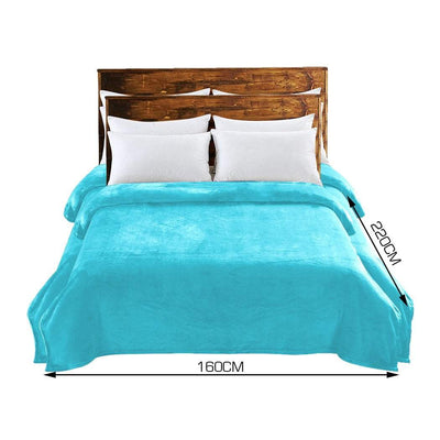 DreamZ 320GSM 220x160cm Ultra Soft Mink Blanket Warm Throw in Teal Colour Payday Deals