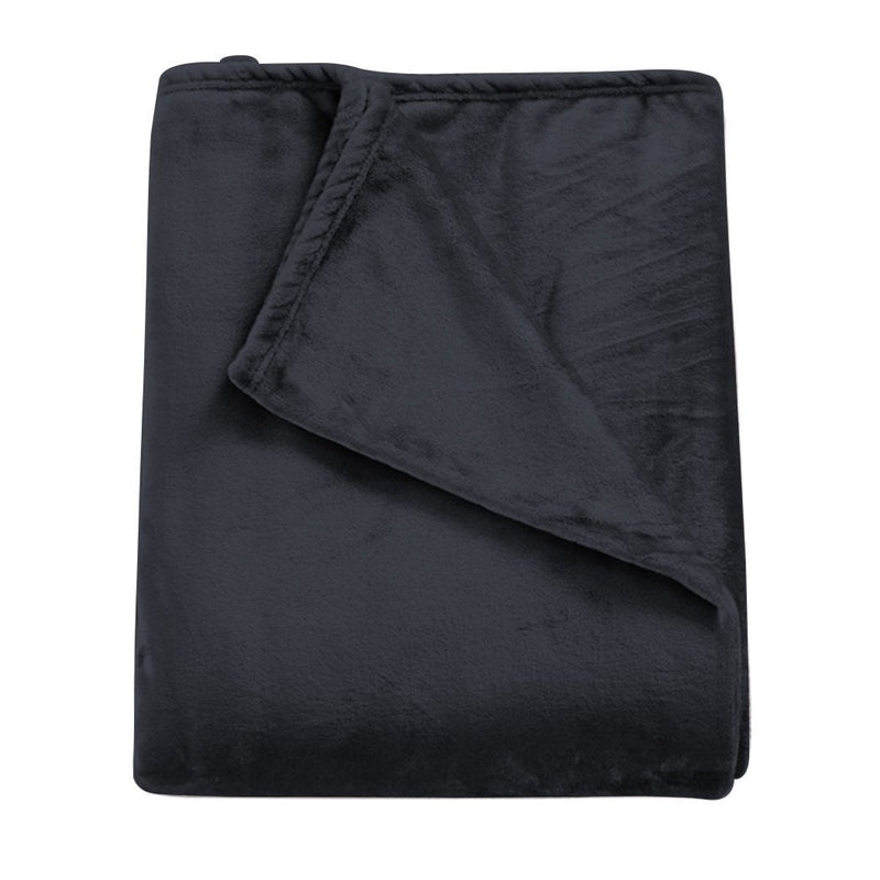 DreamZ 320GSM 220x240cm Ultra Soft Mink Blanket Warm Throw in Dark Grey Colour Payday Deals