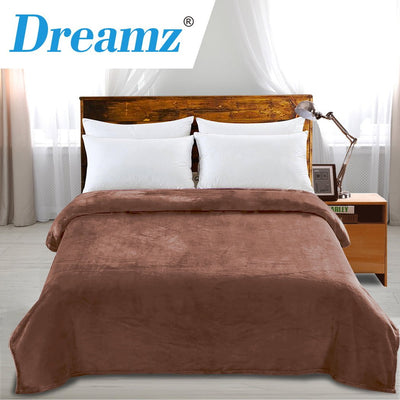 DreamZ 320GSM 220x240cm Ultra Soft Mink Blanket Warm Throw in Mink Colour Payday Deals