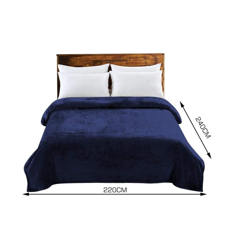 DreamZ 320GSM 220x240cm Ultra Soft Mink Blanket Warm Throw in Navy Colour Payday Deals