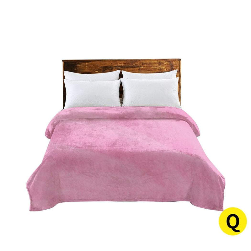 DreamZ 320GSM 220x240cm Ultra Soft Mink Blanket Warm Throw in Pink Colour Payday Deals