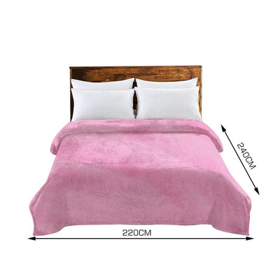 DreamZ 320GSM 220x240cm Ultra Soft Mink Blanket Warm Throw in Pink Colour Payday Deals