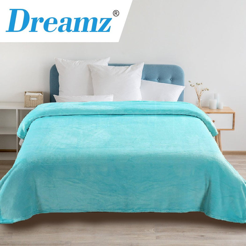 DreamZ 320GSM 220x240cm Ultra Soft Mink Blanket Warm Throw in Teal Colour Payday Deals