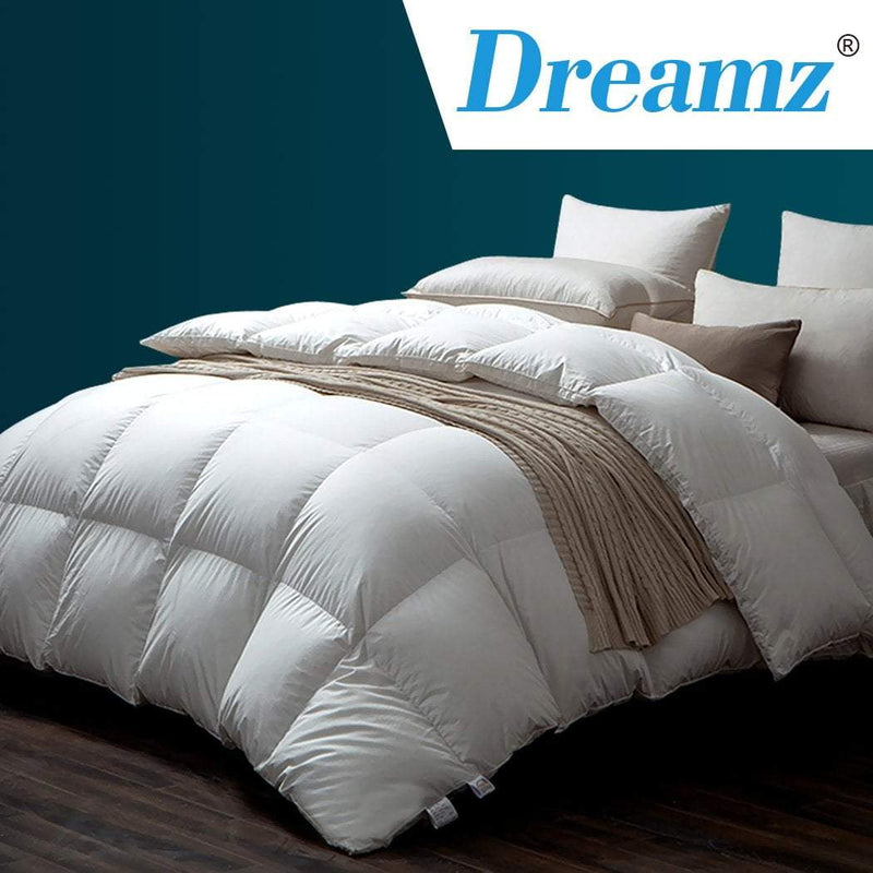 DreamZ 500GSM All Season Goose Down Feather Filling Duvet in King Single Size Payday Deals