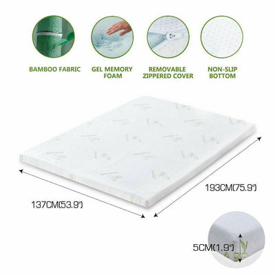 DreamZ 5cm Thickness Cool Gel Memory Foam Mattress Topper Bamboo Fabric Double Payday Deals