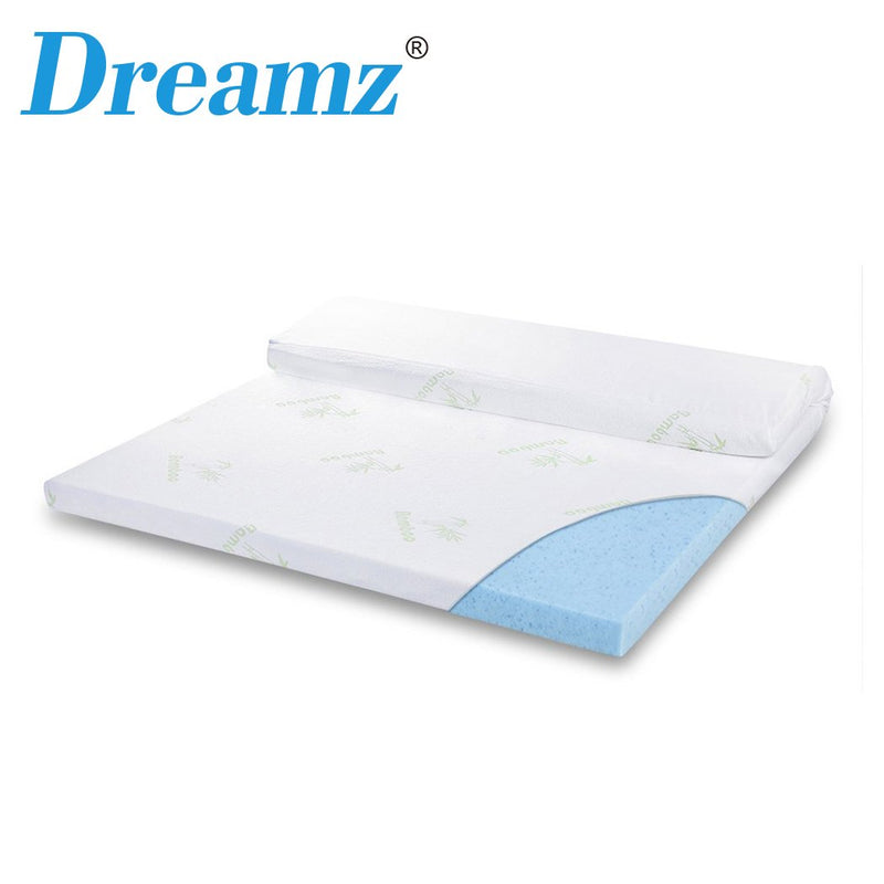 DreamZ 5cm Thickness Cool Gel Memory Foam Mattress Topper Bamboo Fabric Single Payday Deals