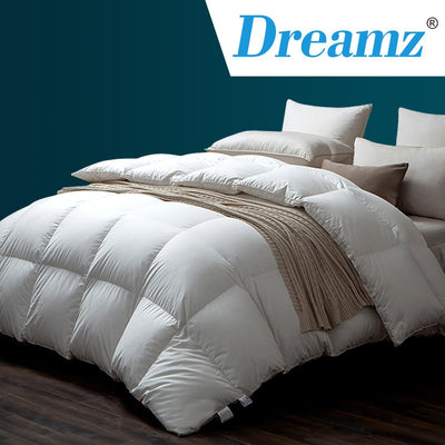 DreamZ 700GSM All Season Goose Down Feather Filling Duvet in King Single Size Payday Deals