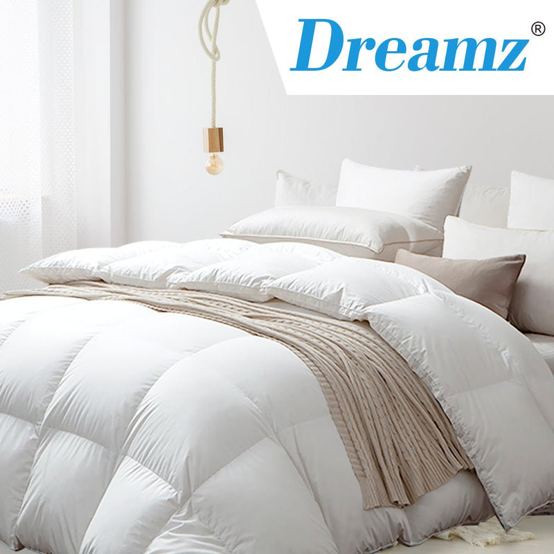 DreamZ 700GSM All Season Goose Down Feather Filling Duvet in King Single Size Payday Deals