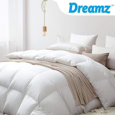 DreamZ 700GSM All Season Goose Down Feather Filling Duvet in Single Size Payday Deals