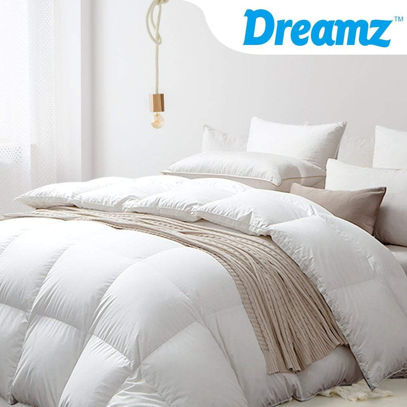 DreamZ 700GSM All Season Goose Down Feather Filling Duvet in Single Size Payday Deals