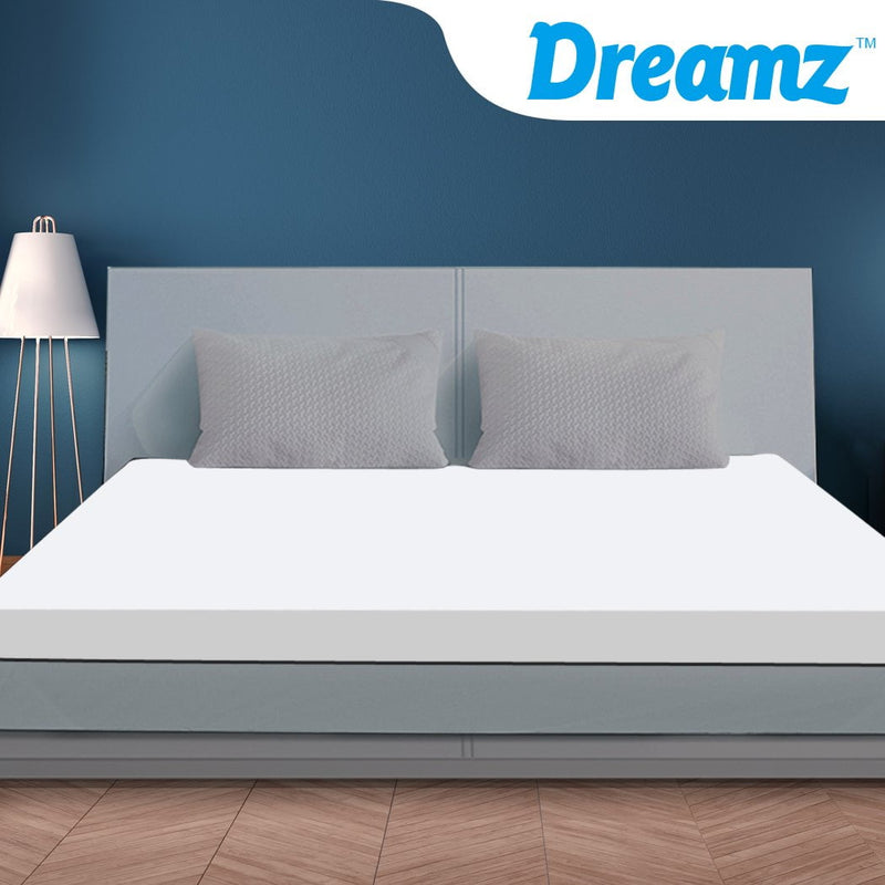 DreamZ 7cm Memory Foam Bed Mattress Topper Polyester Underlay Cover King Payday Deals