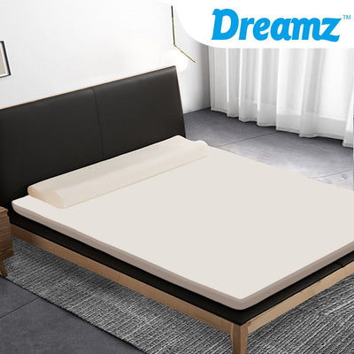 DreamZ 7cm Memory Foam Bed Mattress Topper Polyester Underlay Cover Queen Payday Deals